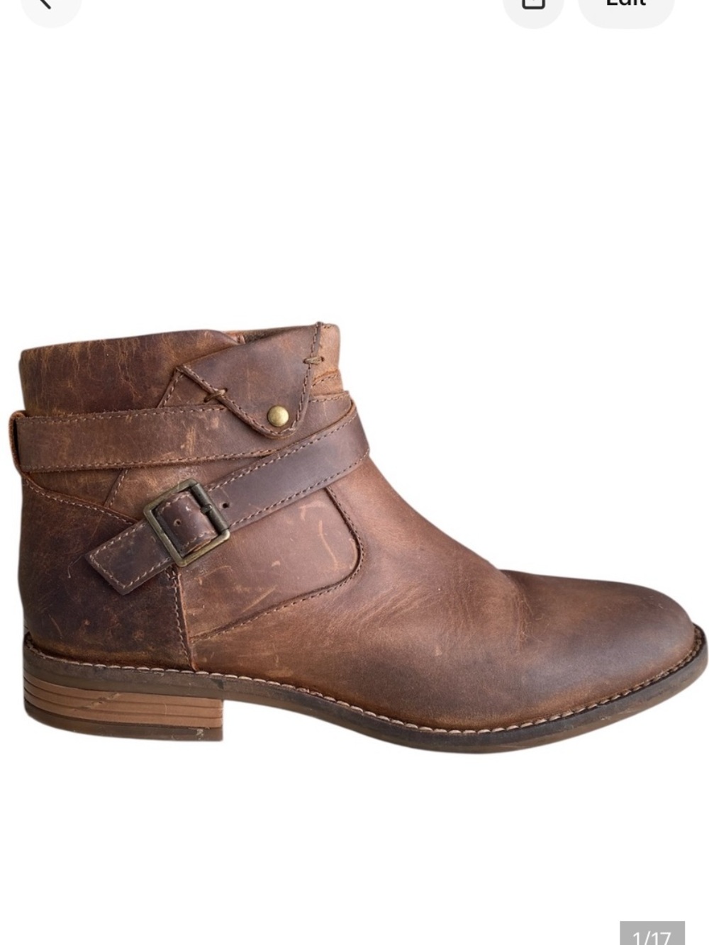 Clarks Camzin Dime Ankle Boots, Distressed Leather, Low Heel, size 8